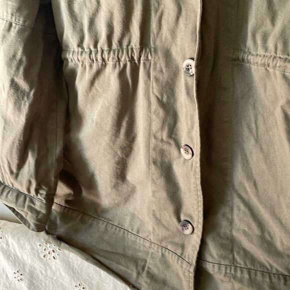 AVEC LES FILLES Cotton Military Jacket Olive Green Drawstring Button Size L - Picture 4 of 6